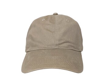 Blank Khaki Soft 6-Panel Dad Hat with Strap and Buckle Closure