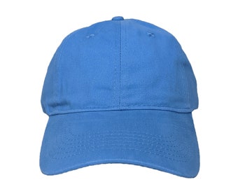 Blank Carolina Blue Soft 6-Panel Dad Hat with Strap and Buckle Closure