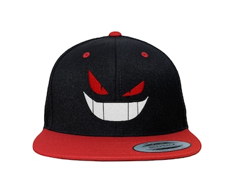 Ghost Eyes and Smile Custom Embroidered Adjustable High Quality Snapback Hat - Choose Your Own Thread and Hat Color