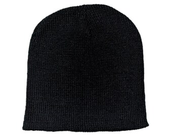 Blank Black Ribbed Knit Skull Cap/Beanie