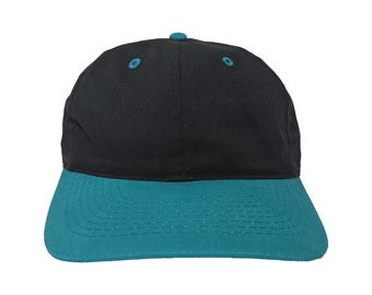 Blank Black/Jade Blue Bill Unstructured 6-Panel Adjustable Strap and Buckle Hat