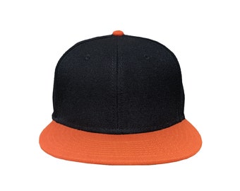 Blank Black/Orange Bill Structured 6-Panel Adjustable Snap Hat