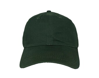 Blank Hunter Green Soft 6-Panel Dad Hat with Strap and Buckle Closure