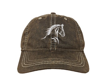 Horse Head Custom Embroidered Adjustable High Quality Hat - Choose Your Own Thread and Hat Color