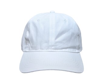 Blank White Soft 6-Panel Dad Hat with Strap and Buckle Closure