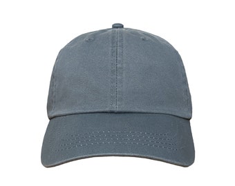 Blank Deep Smoke Gray 6-Panel Dad Hat with Hook-and-Loop Closure