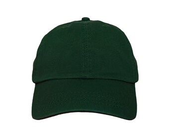 Blank Hunter Green 6-Panel Dad Hat with Hook and Loop Closure