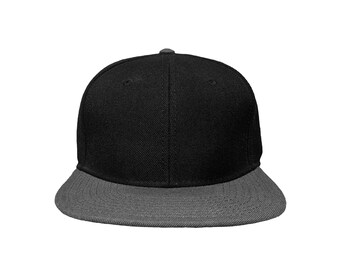 Blank Black/Charcoal Gray Bill Structured 6-Panel Adjustable Snap Hat