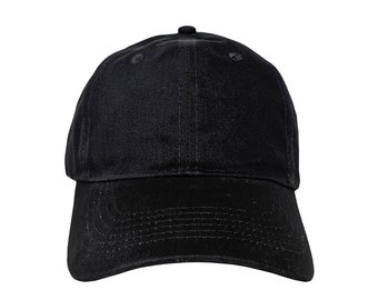 Blank Black Soft 6-Panel Dad Hat with Strap and Buckle Closure