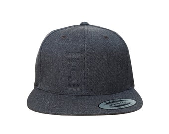 Blank Dark Heather Gray High Quality Structured 6-Panel Adjustable Snapback Hat