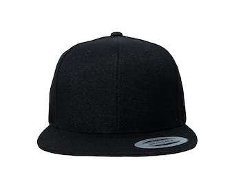 Blank Black High Quality Structured 6-Panel Adjustable Snapback Hat