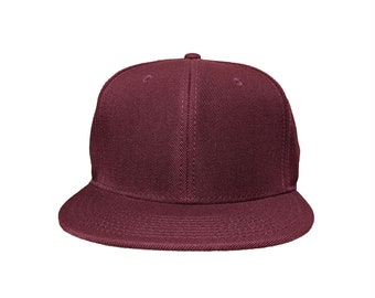 Blank Maroon Structured 6-Panel Adjustable Snap Hat