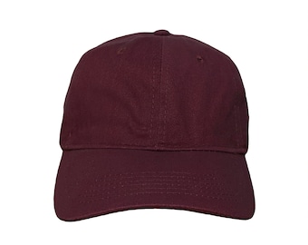 Blank Maroon Soft 6-Panel Dad Hat with Strap and Buckle Closure