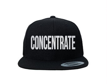 Concentrate Custom Embroidered Adjustable High Quality Snapback Hat - Choose Your Own Thread and Hat Color