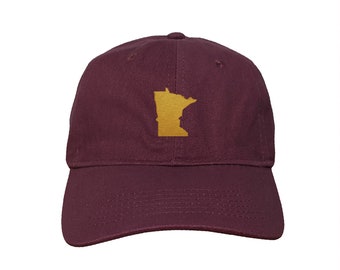 Minnesota State Custom Embroidered Adjustable High Quality Dad Hat - Choose Your Own Thread and Hat Color