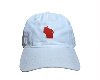Wisconsin State Custom Embroidered Adjustable High Quality Dad Hat - Choose Your Own Thread and Hat Color
