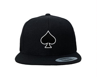 Spade Symbol Custom Embroidered Adjustable High Quality Snapback Hat - Choose Your Own Thread and Hat Color