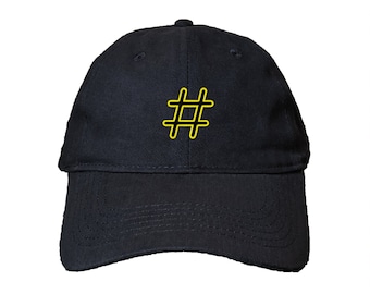 Hashtag Pound Sign Custom Embroidered Adjustable 100% Cotton Dad Hat - Choose Your Own Colors