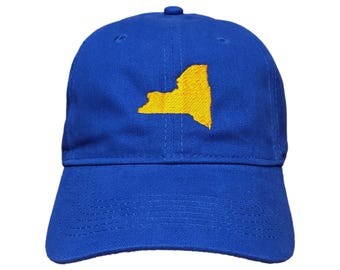 New York State Embroidered Dad Hat: Custom Color Options Adjustable, 100% Cotton