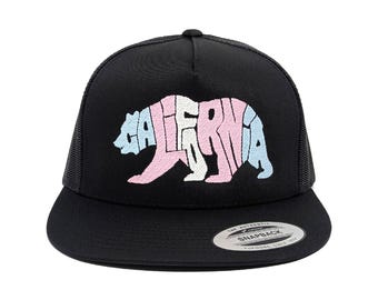 California Bear Trans Colors Embroidered Trucker Hat