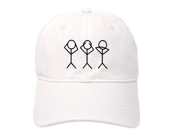 Hear No Evil Stick Figure Embroidered Dad Hat: Custom Colors, Adjustable