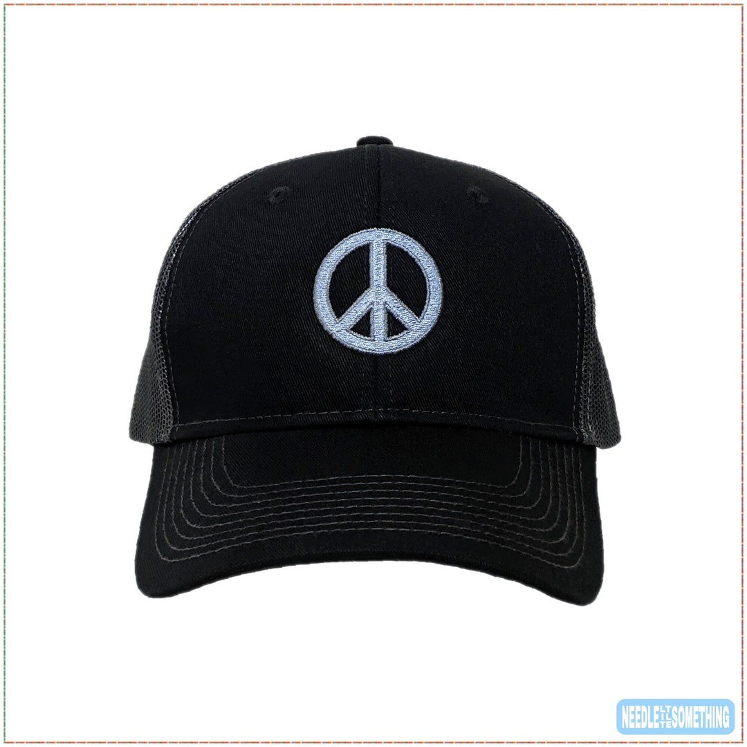 Peace Symbol Custom Embroidered Snapback Mesh-back Trucker Hat/cap - Etsy