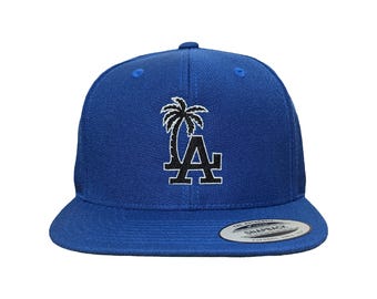 LA Palm Tree Embroidered Snapback Hat: Custom Color Choices, Flat Brim