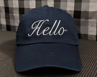 Hello Embroidered Dad Hat: Adjustable, Custom Colors