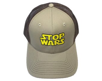 STOP WARS Embroidered Mesh-Back Hat: Adjustable, Color Options