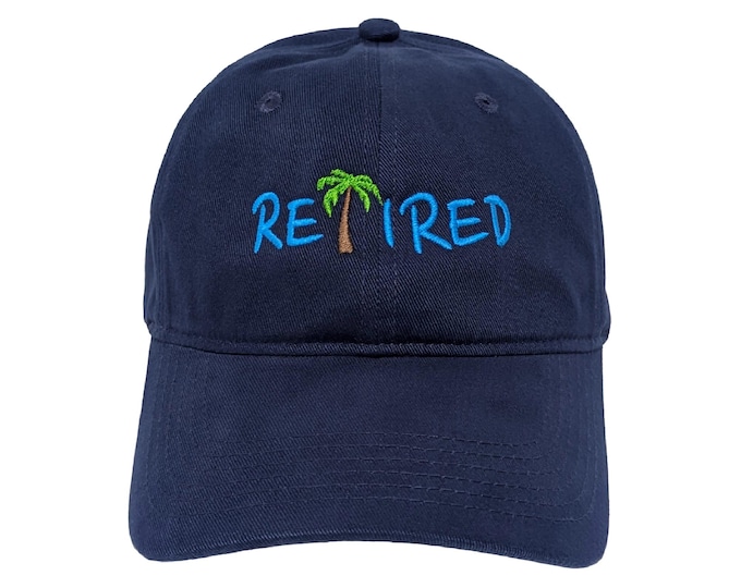 Featured listing image: Retired Palm Tree Embroidered Dad Hat - Choose Your Colors, Adjustable, Soft Cotton