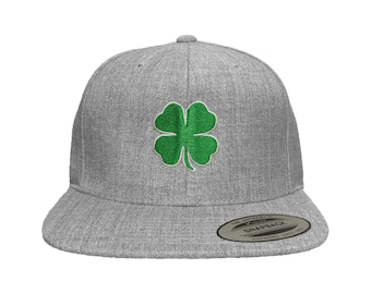 Four Leaf Clover Embroidered Snapback Hat - Custom Colors Available