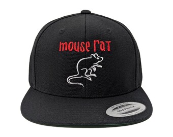 Mouse Rat Embroidered Snapback Hat - Custom Color Options, Flat Brim