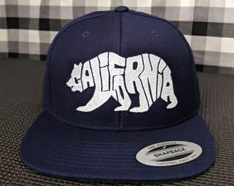 California Bear Embroidered Snapback Hat: Color Options, Adjustable