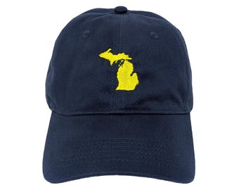 Michigan State Embroidered Dad Hat: Custom Colors, Adjustable, Soft 100% Cotton