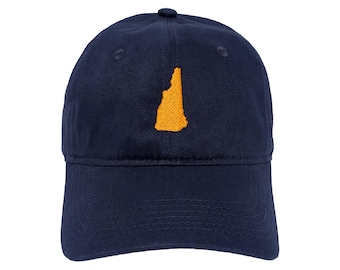 New Hampshire State Embroidered Dad Hat: Adjustable, Custom Color Options