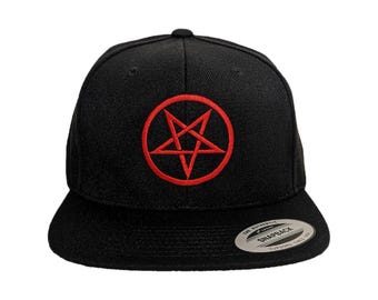 Pentagram Embroidered Snapback Hat: Adjustable, Color Options