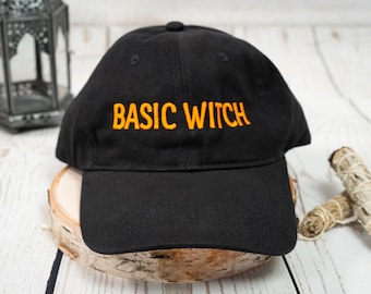 Basic Witch Custom Embroidered Adjustable 100% Cotton Dad Hat - Thread and Hat Color Options