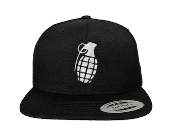 Grenade Embroidered Snapback Hat - Adjustable, Custom Color Choices