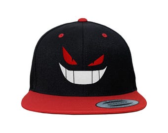 Ghost Smile Embroidered Snapback Hat: Custom Color Options