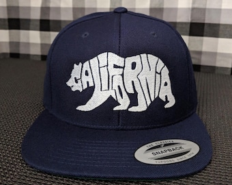 California Bear Embroidered Snapback Hat: Color Options, Adjustable