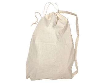 Blank Natural Laundry Bag With Draw cord Closure and Shoulder Strap