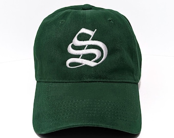 Choose Your Own Old English Letter/Initials Embroidered Dad Hat: Adjustable, 100% Cotton