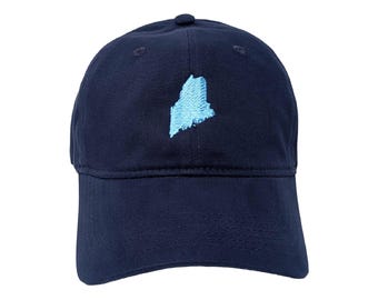 Maine State Embroidered Dad Hat: Choose Your Colors, Adjustable, 100% Cotton