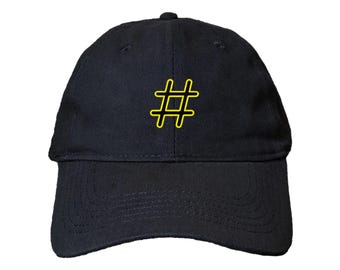 Hashtag Pound Sign Custom Embroidered Adjustable 100% Cotton Dad Hat - Choose Your Own Colors