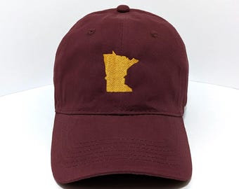 Minnesota State Embroidered Dad Hat: Custom Colors, Adjustable, Soft Material