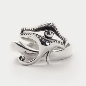 Horus Eye Ring 3D Printed Stacking Ring Set, Egyptian Rings for Women, Eye of Horus Ring, Protection Engraved Ring Sterling Silver Copper...