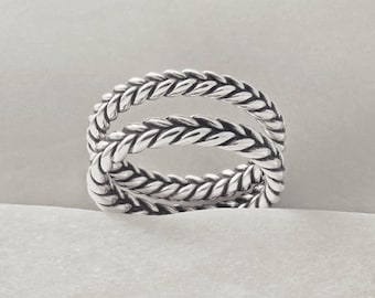 Braided Weave Promise Rings for Couples/Best Friend - His and Hers Gifts in Sterling Silver - Matching Rings, Woven Band Ring, Braided Rings