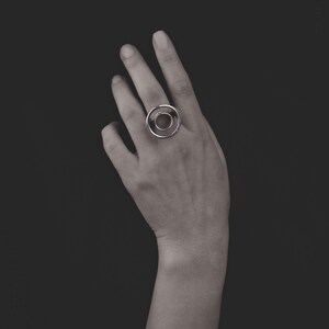 Open Circle Chunky Ring Silver Statement Rings for Women Goth Ring, Witch Ring, Minimalist Occult Trendy Rings Sun Ring, Geometric Ring image 8