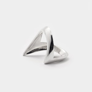 Pointy Wishbone Ring Wish Ring Chevron Ring Silver Thumb Ring Spike Ring Chevron Ring Gift for Women Double V Shaped Ring Stackable V Ring image 2