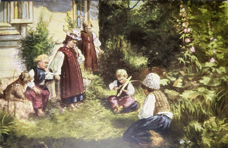 Andreev Musicians Vintage postcards Antique postcard Children image 0